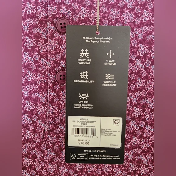 Walter Hagen Men's Performance 11 Golf Polo, size L, purple, NWT - Picture 6 of 6